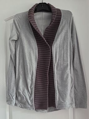 Lululemon Gray Ribbed Shawl Collar Cardigan Jacket Size 4